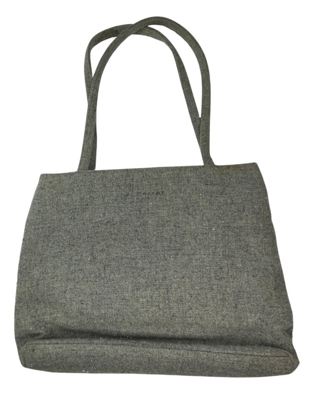 J Ferrar Gray Wool-Blend Minimalist Dual Handle Tote Bag